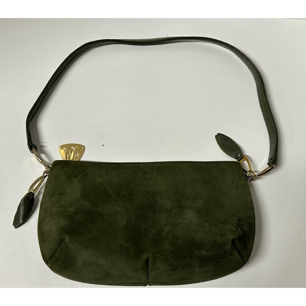 Vintage MORRIS MOSKOWITZ ‎ Suede Green Handbag Purse Made In USA Rare Excellent